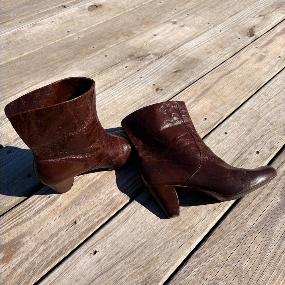 Frye Espresso Brown Leather Heeled Boots